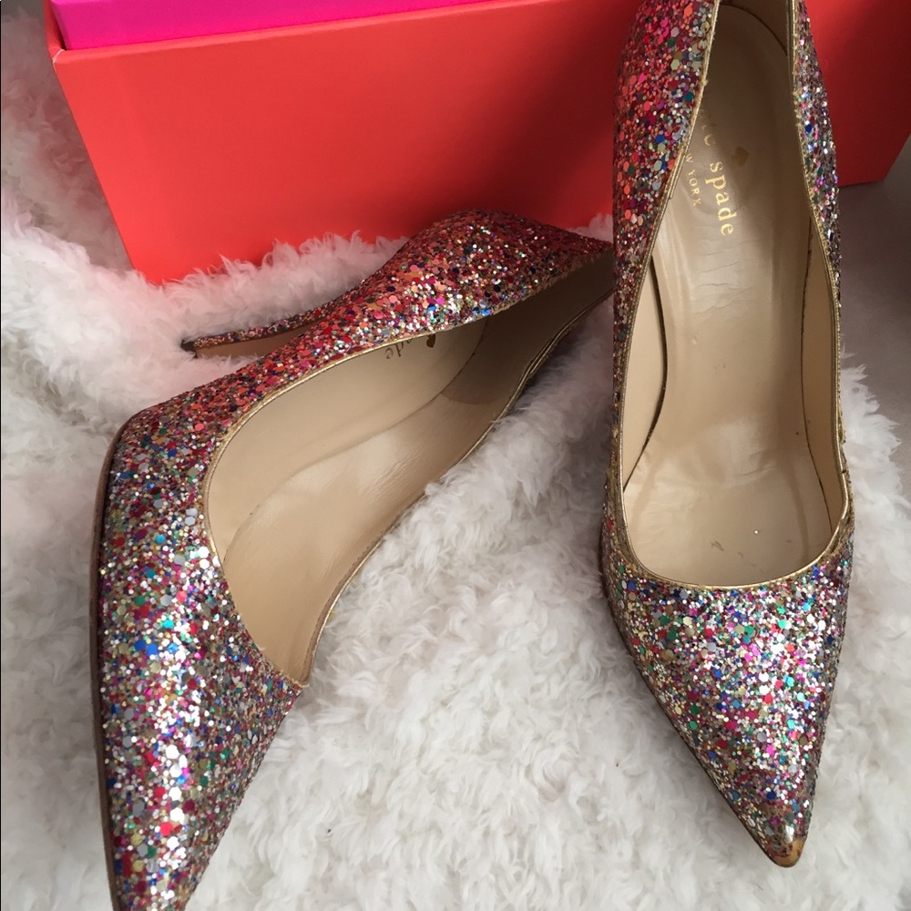 Kate Spade Licorice Too glitter pumps